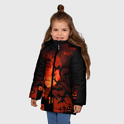 Куртка зимняя для девочки Красная луна на Хэллоуин, цвет: 3D-черный — фото 2