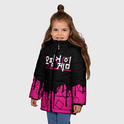 Куртка зимняя для девочки Игра в кальмара: Логотип, цвет: 3D-красный — фото 2