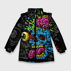 Куртка зимняя для девочки Взрыв мозгов, цвет: 3D-черный