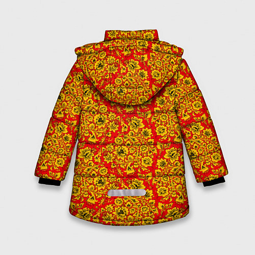 Зимняя куртка для девочки Хохломские узоры / 3D-Черный – фото 2