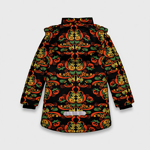 Зимняя куртка для девочки Хохломские узоры II black / 3D-Черный – фото 2