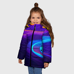 Куртка зимняя для девочки Аква принт, цвет: 3D-черный — фото 2