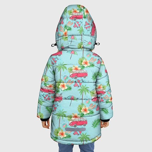 Зимняя куртка для девочки Путешествие хиппи / 3D-Красный – фото 4