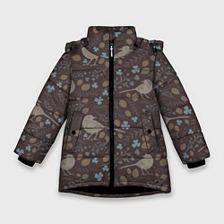 Куртка зимняя для девочки Осенняя абстракция, цвет: 3D-черный