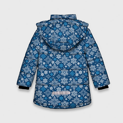 Зимняя куртка для девочки Снежные Узоры на Новый Год / 3D-Черный – фото 2