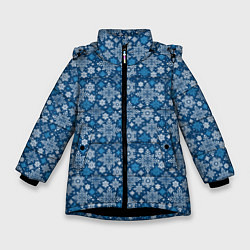 Куртка зимняя для девочки Снежные Узоры на Новый Год, цвет: 3D-черный