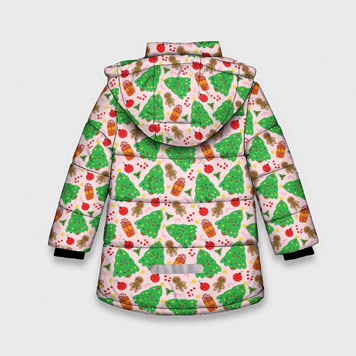 Зимняя куртка для девочки Новогодние ёлки и подарки / 3D-Черный – фото 2