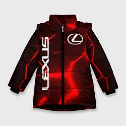 Куртка зимняя для девочки ЛЕКСУС КРАСНЫЕ 3Д ПЛИТЫ, цвет: 3D-черный