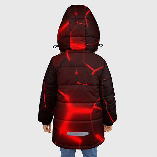 Зимняя куртка для девочки ЛЕКСУС КРАСНЫЕ 3Д ПЛИТЫ / 3D-Красный – фото 4