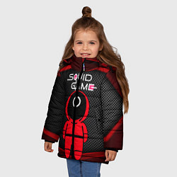 Куртка зимняя для девочки Игра в кальмара - 3D плиты, цвет: 3D-черный — фото 2