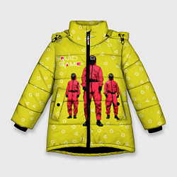 Куртка зимняя для девочки Игра в кальмара Рабочие, цвет: 3D-черный