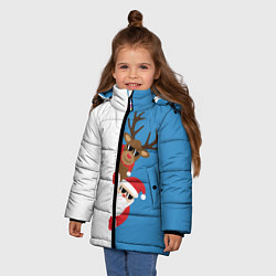 Куртка зимняя для девочки Крутые Санта и Олень, цвет: 3D-черный — фото 2