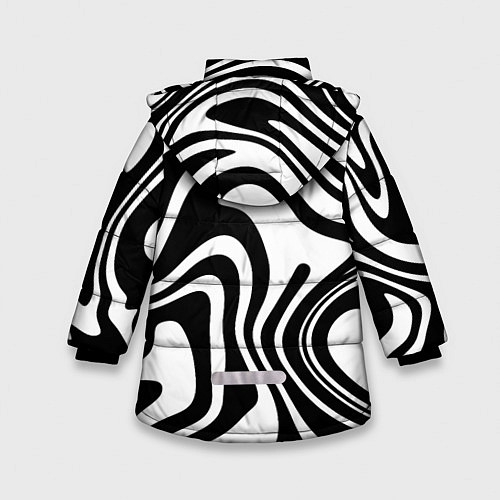 Зимняя куртка для девочки Черно-белые полосы Black and white stripes / 3D-Черный – фото 2