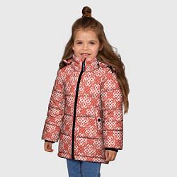 Куртка зимняя для девочки Славянская Обережная Вышивка, цвет: 3D-красный — фото 2