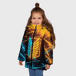 Куртка зимняя для девочки Атака Титанов: Подсветка Неона, цвет: 3D-красный — фото 2