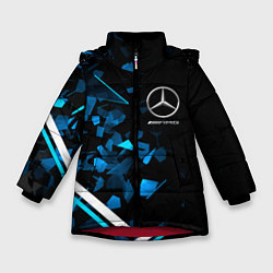 Куртка зимняя для девочки Mercedes AMG Осколки стекла, цвет: 3D-красный