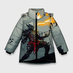 Куртка зимняя для девочки Dragonborne is here, цвет: 3D-черный