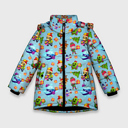 Куртка зимняя для девочки Brawl Stars Christmas Pattern, цвет: 3D-черный