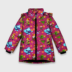 Куртка зимняя для девочки Brawl stars Pattern, цвет: 3D-черный
