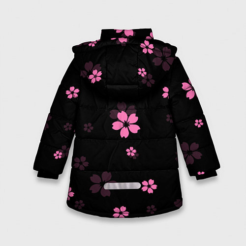 Зимняя куртка для девочки САКУРА ВИШНЯ ЛЕПЕСТКИ / 3D-Черный – фото 2
