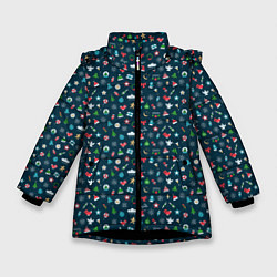 Куртка зимняя для девочки Christmas Background, цвет: 3D-черный