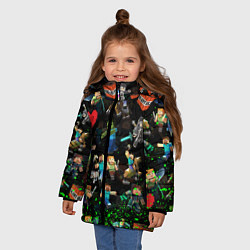 Куртка зимняя для девочки МАЙНКРАФТ ПАТТЕРН ГЕРОИ ИГРЫ, цвет: 3D-светло-серый — фото 2
