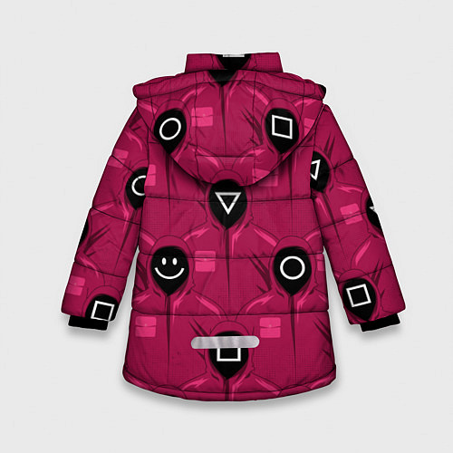 Зимняя куртка для девочки СОТРУДНИКИ ИГРЫ В КАЛЬМАРА Squid Game / 3D-Черный – фото 2
