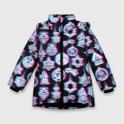 Куртка зимняя для девочки Новогодний глюк, цвет: 3D-черный
