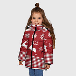 Куртка зимняя для девочки Узор с оленями, цвет: 3D-красный — фото 2