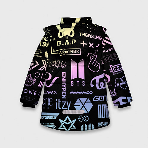 Зимняя куртка для девочки K-pop лого исполнителей / 3D-Черный – фото 2