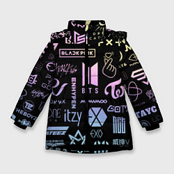 Зимняя куртка для девочки K-pop лого исполнителей