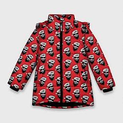 Куртка зимняя для девочки Hipster Santa, цвет: 3D-черный