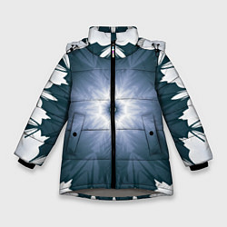 Куртка зимняя для девочки Снежинка Абстракция Синий, цвет: 3D-светло-серый