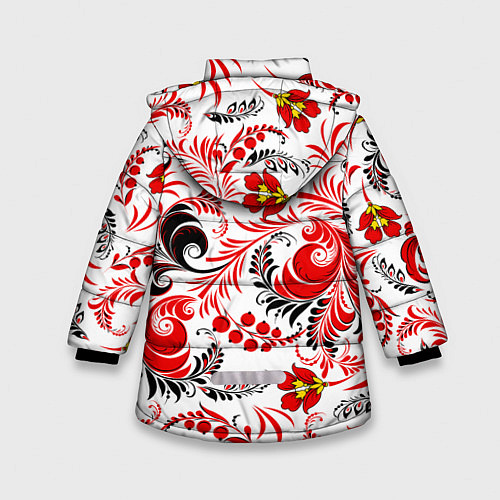 Зимняя куртка для девочки Русская национальная роспись / 3D-Красный – фото 2