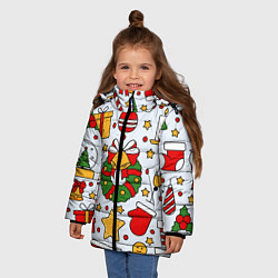Куртка зимняя для девочки НОВОГОДНИЙ УЗОР, НОВОГОДНЕЕ НАСТРОЕНИЕ, цвет: 3D-красный — фото 2