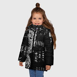Куртка зимняя для девочки Японский Дракон Иероглифы Dragon Japan, цвет: 3D-черный — фото 2