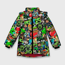Куртка зимняя для девочки МАЙНКРАФТ ВСЕ ГЕРОИ И ПРЕДМЕТЫ, цвет: 3D-красный
