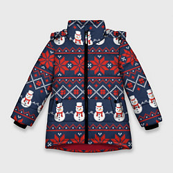 Куртка зимняя для девочки Christmas Background, цвет: 3D-красный