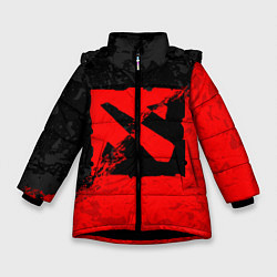 Куртка зимняя для девочки DOTA 2 RED BLACK LOGO, БРЫЗГИ КРАСОК, цвет: 3D-черный