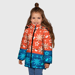 Куртка зимняя для девочки Новогодний узор, цвет: 3D-светло-серый — фото 2