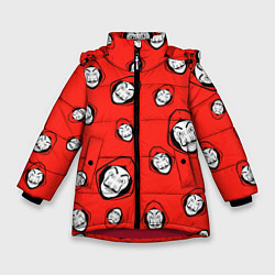 Куртка зимняя для девочки Бумажный дом Паттерн, цвет: 3D-красный
