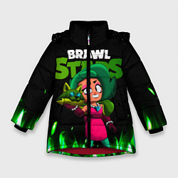 Куртка зимняя для девочки LOLA ЛОЛА BRAWLSTARS зеленый огонь, цвет: 3D-красный