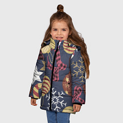 Куртка зимняя для девочки Елочные Игрушки Звезды, цвет: 3D-светло-серый — фото 2