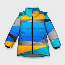 Куртка зимняя для девочки Резкая Абстракция, цвет: 3D-светло-серый