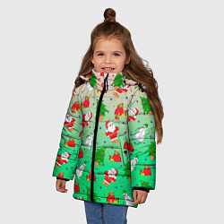 Куртка зимняя для девочки Новогодний узор елка санта, цвет: 3D-красный — фото 2