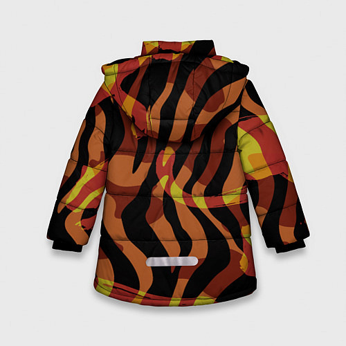 Зимняя куртка для девочки Крутой тигр в очках ретро / 3D-Черный – фото 2