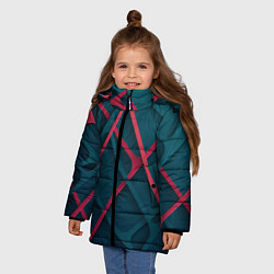 Куртка зимняя для девочки Серо-красные нити, цвет: 3D-светло-серый — фото 2