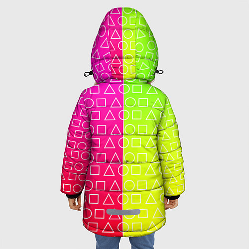 Зимняя куртка для девочки Игра в кальмара розовыйжелтый / 3D-Красный – фото 4