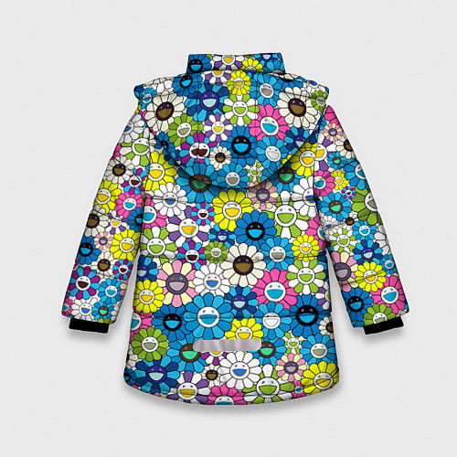 Зимняя куртка для девочки Takashi Murakami Улыбающиеся цветы / 3D-Черный – фото 2