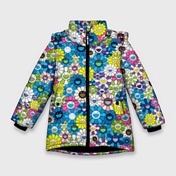 Зимняя куртка для девочки Takashi Murakami Улыбающиеся цветы